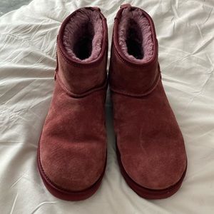 Maroon Swarovski bow UGG boots